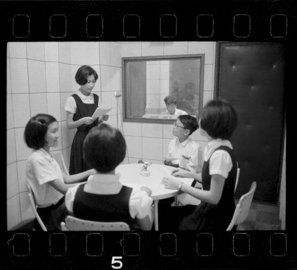 School radio broadcasting being run by students